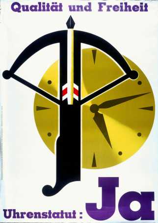 Enlarged view: Voting poster of the support campaign for the federal decree on the Swiss watch industry, 1961